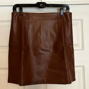 Brown Faux Leather Skirt Sz L